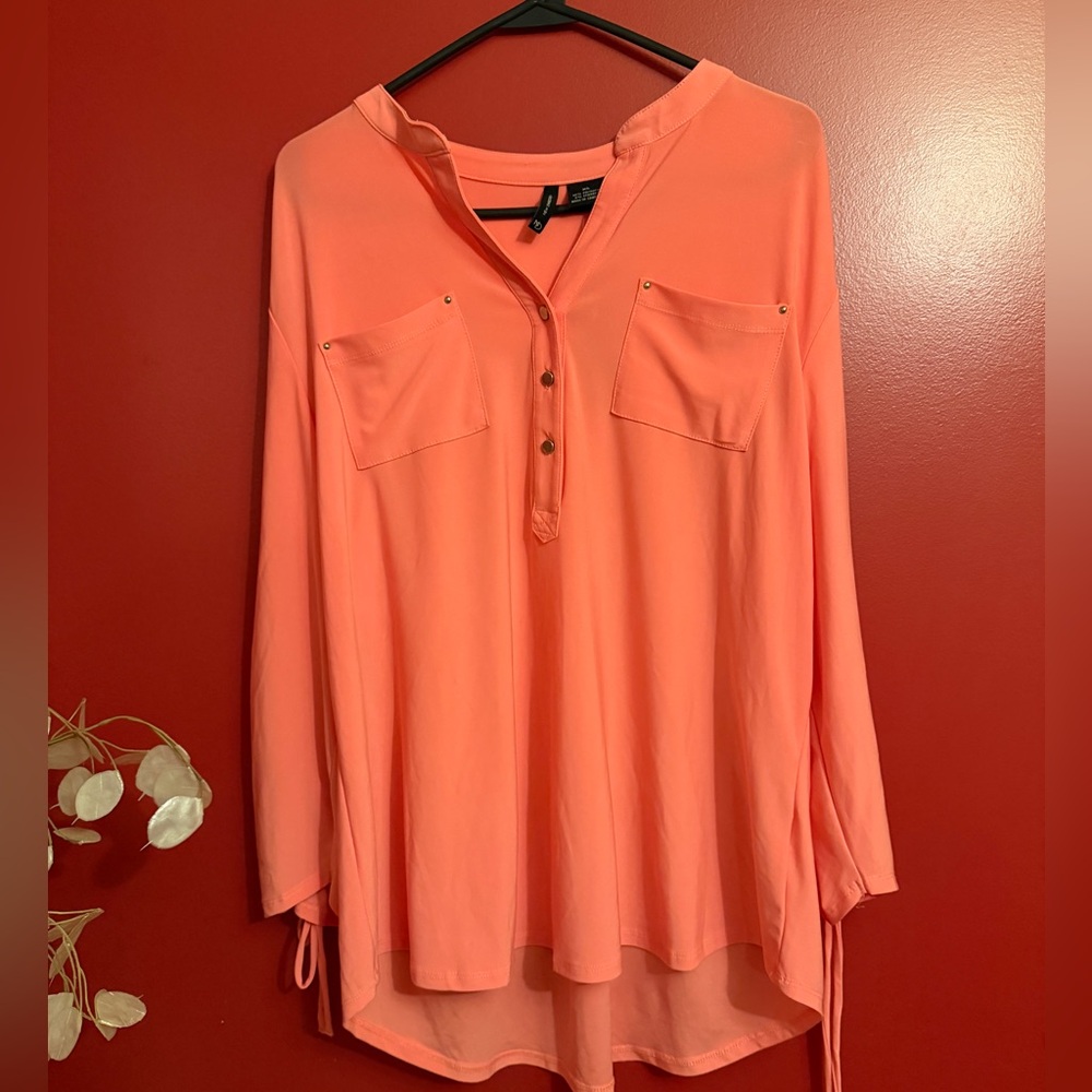 New Directions Vibrant Coral Blouse